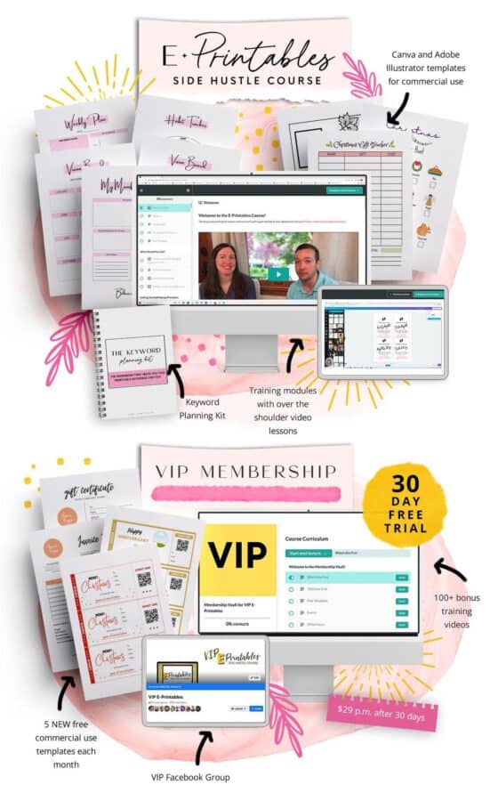 E-Printables Side Hustle Course VIP Membership 30 Day Free Trial